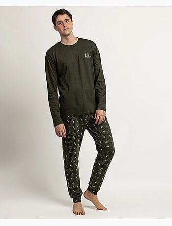 ANTONIO MIRO Pijama Manga Larga Green Chess para Hombre