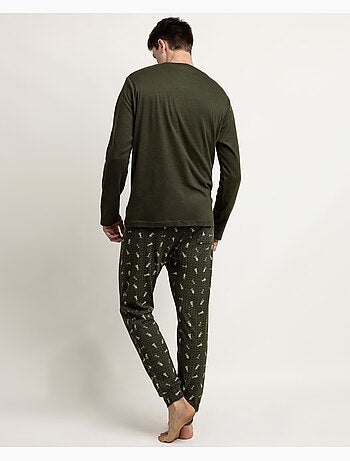 ANTONIO MIRO Pijama Manga Larga Green Chess para Hombre