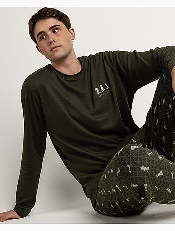 ANTONIO MIRO Pijama Manga Larga Green Chess para Hombre