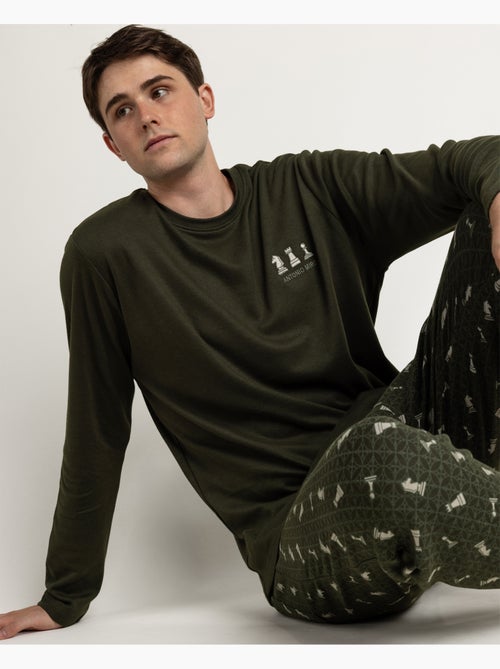 ANTONIO MIRO Pijama Manga Larga Green Chess para Hombre - Kiabi
