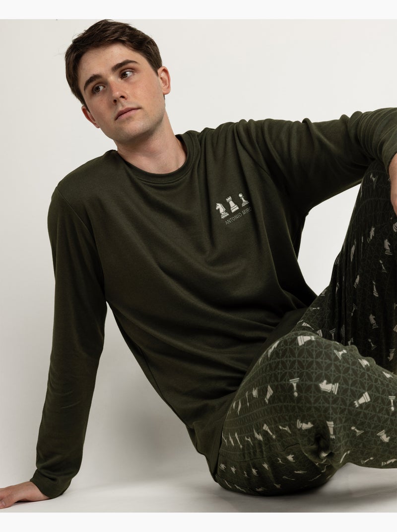 ANTONIO MIRO Pijama Manga Larga Green Chess para Hombre Verde - Kiabi