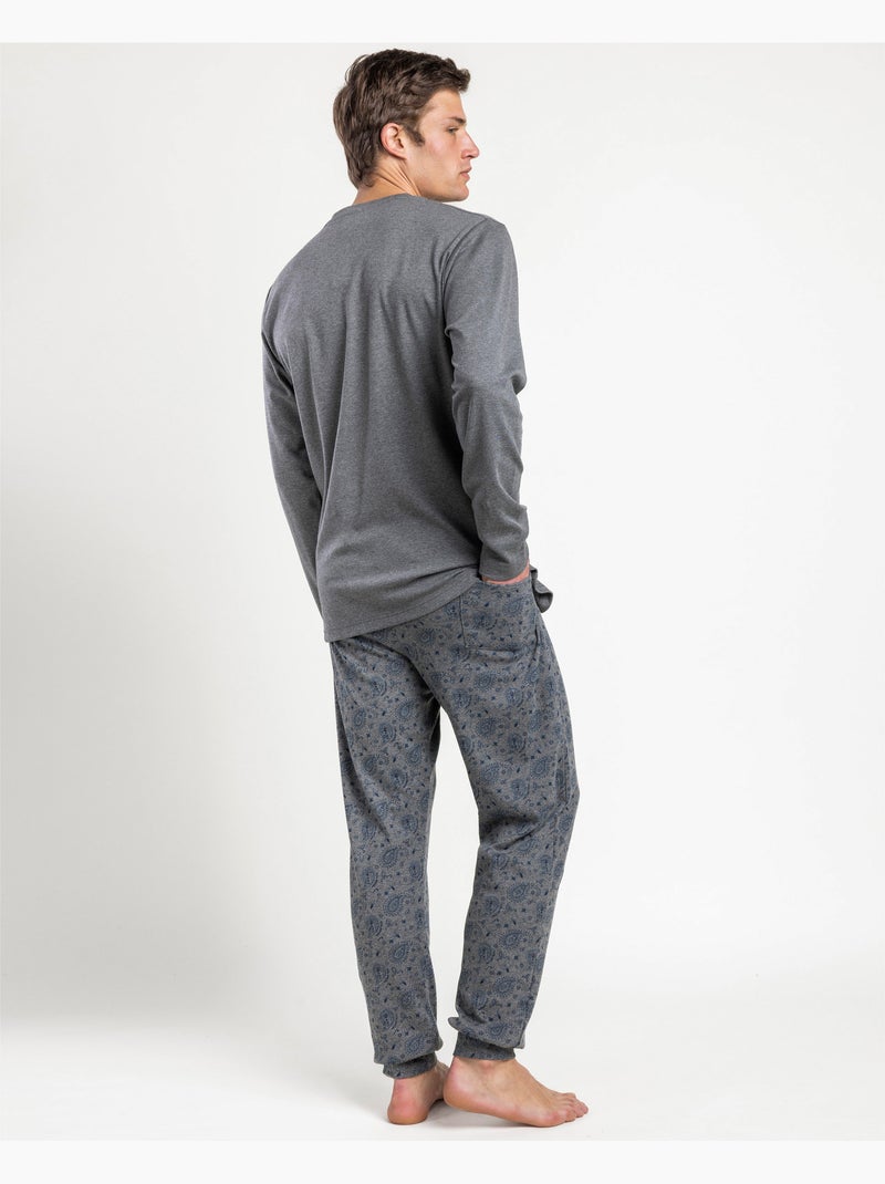 ANTONIO MIRO Pijama Manga Larga Paisley para Hombre Gris jaspeado - Kiabi