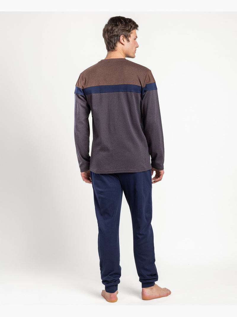 ANTONIO MIRO Pijama Manga Larga Stripes Dapper para Hombre Marrón - Kiabi