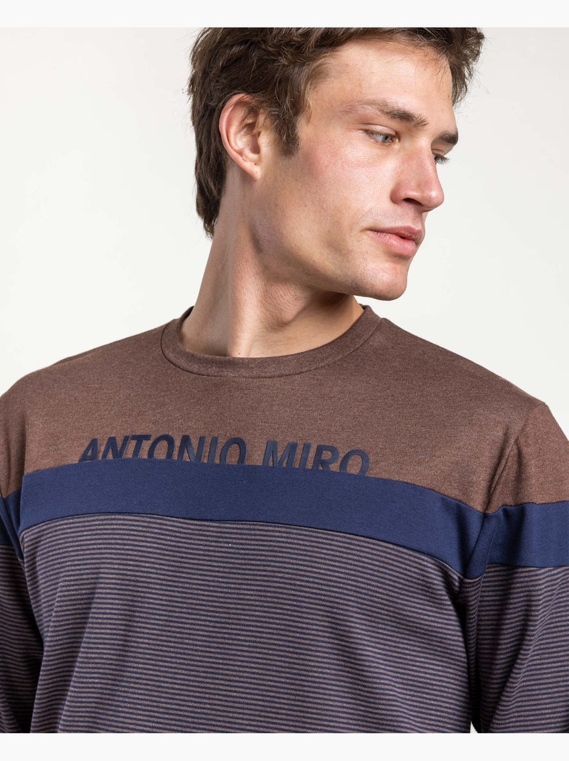 ANTONIO MIRO Pijama Manga Larga Stripes Dapper para Hombre Marrón - Kiabi