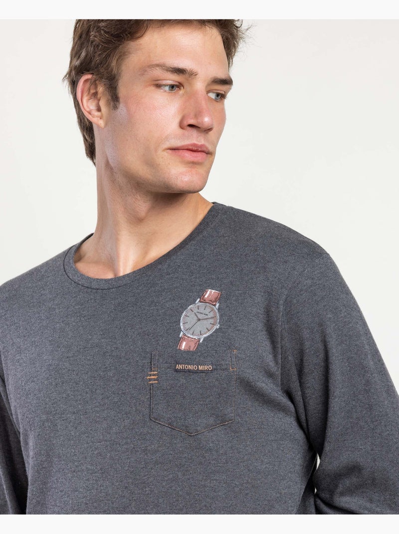 ANTONIO MIRO Pijama Manga Larga Watch para Hombre Gris jaspeado - Kiabi
