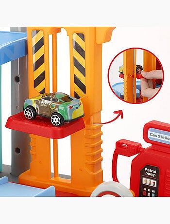 Aparcamiento en la ciudad 2 en 1 con 3 coches metálicos y maletín portátil (47x24x66 cm) speed & go