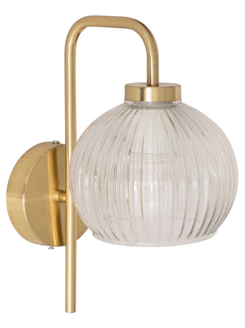 Aplique de pared de vidrio estriado y metal dorado - Kiabi