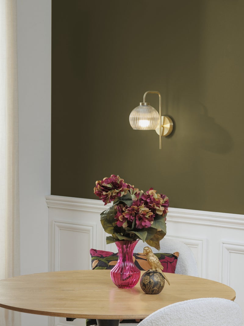 Aplique de pared de vidrio estriado y metal dorado Dorado/Oro - Kiabi