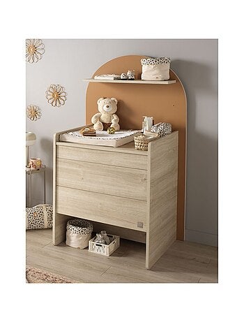 Arcón cambiador que se convierte en escritorio - decoración en madera de roble sepia, - SAUTHON