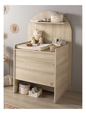 Arcón cambiador que se convierte en escritorio - decoración en madera de roble sepia, - SAUTHON