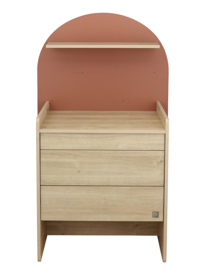 Arcón cambiador que se convierte en escritorio - decoración en madera de roble sepia, - SAUTHON Rojo - Kiabi