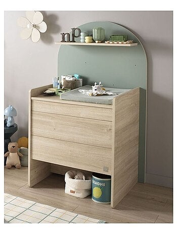 Arcón cambiador que se convierte en escritorio - decoración en madera de roble sepia, - SAUTHON