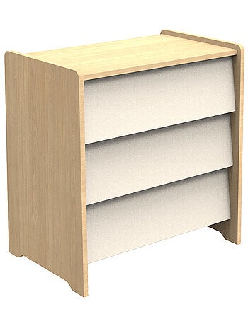 Arcón de 3 cajones con frentes inclinados en decoración roble - SAUTHON