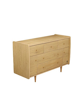 Arcón de 5 cajones con 2 puertas, decoración roble vintage, tiradores - SAUTHON