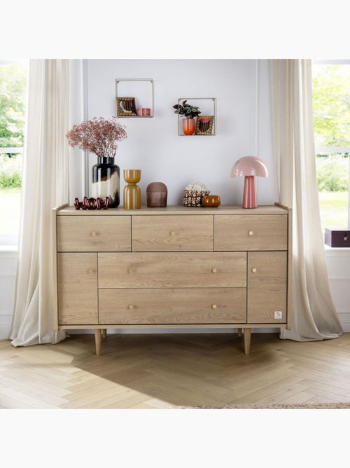 Arcón de 5 cajones con 2 puertas, decoración roble vintage, tiradores - SAUTHON - Kiabi