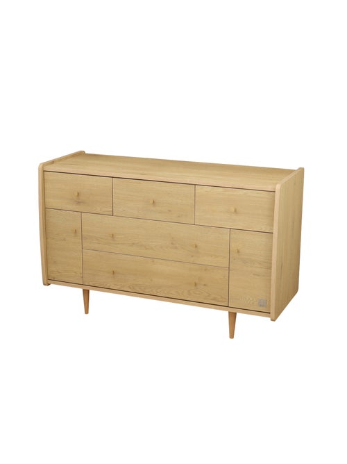 Arcón de 5 cajones con 2 puertas, decoración roble vintage, tiradores - SAUTHON - Kiabi