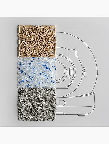 Arena autolimpiable para gatos PELUVIO Pearl - 72 L - Con cámara - Silenciosa