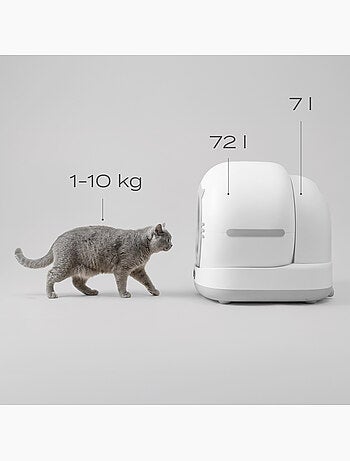 Arena autolimpiable para gatos PELUVIO Pearl - 72 L - Con cámara - Silenciosa