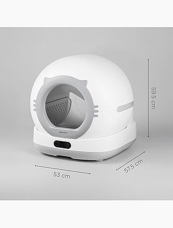 Arena autolimpiable para gatos PELUVIO Pearl - 72 L - Con cámara - Silenciosa