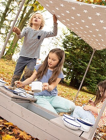 Arenero barco pirata con toldo y espacio de almacenamiento 'Roba Outdoor Schiff'