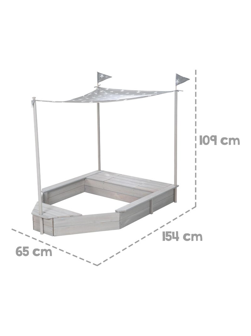 Arenero barco pirata con toldo y espacio de almacenamiento 'Roba Outdoor Schiff' Gris - Kiabi