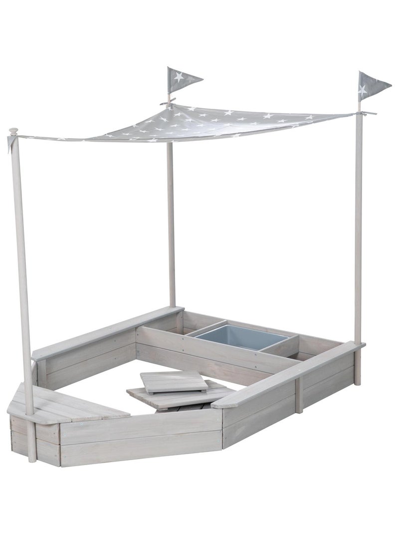 Arenero barco pirata con toldo y espacio de almacenamiento 'Roba Outdoor Schiff' Gris - Kiabi