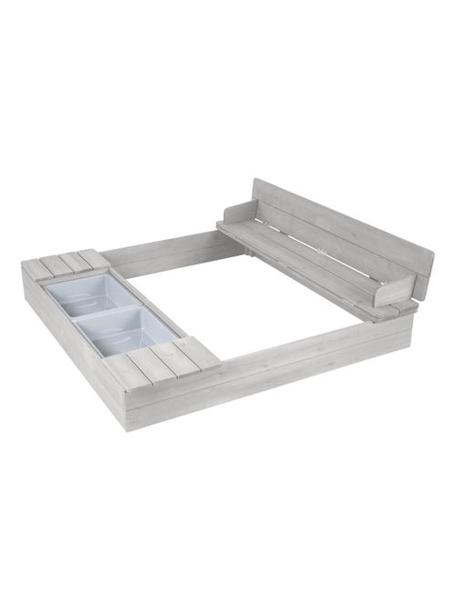 Arenero con banco y tapas en madera maciza + 2 recipientes 'Roba Outdoor+' - Kiabi