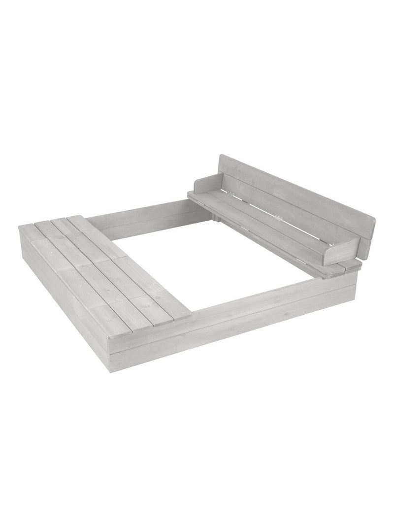 Arenero con banco y tapas en madera maciza + 2 recipientes 'Roba Outdoor+' Gris - Kiabi