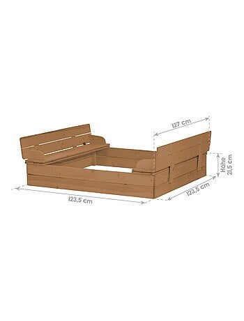 Arenero con tapa convertible en 2 bancos en madera maciza 'Roba Outdoor+'