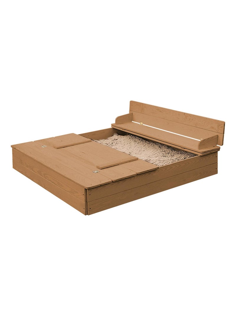 Arenero con tapa convertible en 2 bancos en madera maciza 'Roba Outdoor+' Marrón - Kiabi