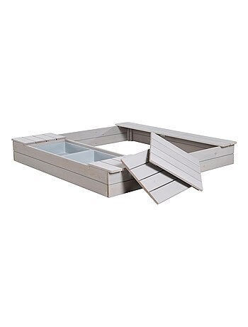 Arenero en madera maciza con 2 bancos integrados y 2 recipientes 'Roba Outdoor+'