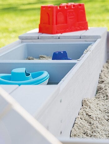 Arenero en madera maciza con 2 bancos integrados y 2 recipientes 'Roba Outdoor+'