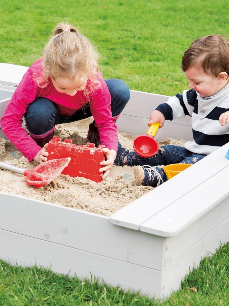 Arenero en madera maciza con 2 bancos integrados y 2 recipientes 'Roba Outdoor+' Gris - Kiabi