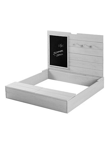 Arenero en madera maciza con tapa, espacio de almacenamiento y pizarra 'Roba Outdoor+'