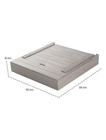 Arenero en madera maciza con tapa, espacio de almacenamiento y pizarra 'Roba Outdoor+'