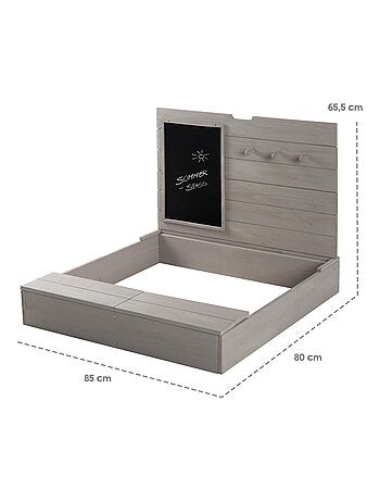 Arenero en madera maciza con tapa, espacio de almacenamiento y pizarra 'Roba Outdoor+'