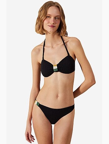 Arlo top de bikini sin tirantes texturizado y macramé penti