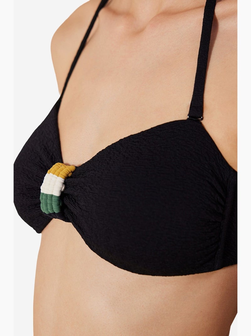 Arlo top de bikini sin tirantes texturizado y macramé penti Negro - Kiabi