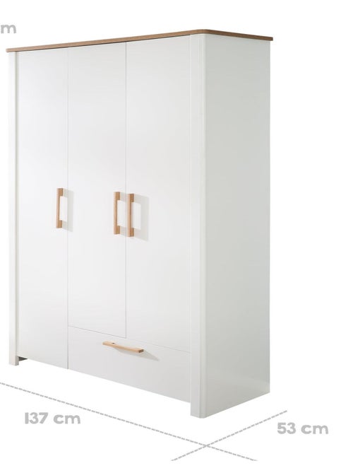 Armario 3 puertas 1 cajón en madera - ROBA 'Ava' - Kiabi