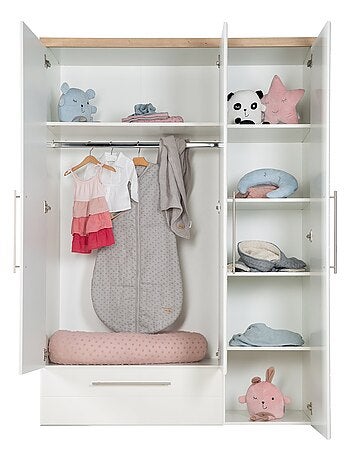 Armario 3 puertas y 1 cajón con cierre suave - ROBA 'Nele'