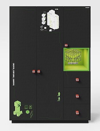 Armario 3 puertas y 3 cajones con LED 'Roba' - Minecraft