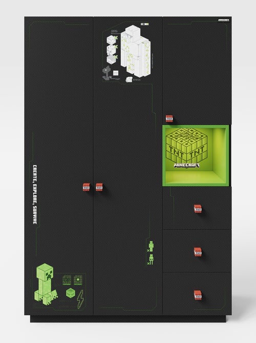Armario 3 puertas y 3 cajones con LED 'Roba' - Minecraft - Kiabi
