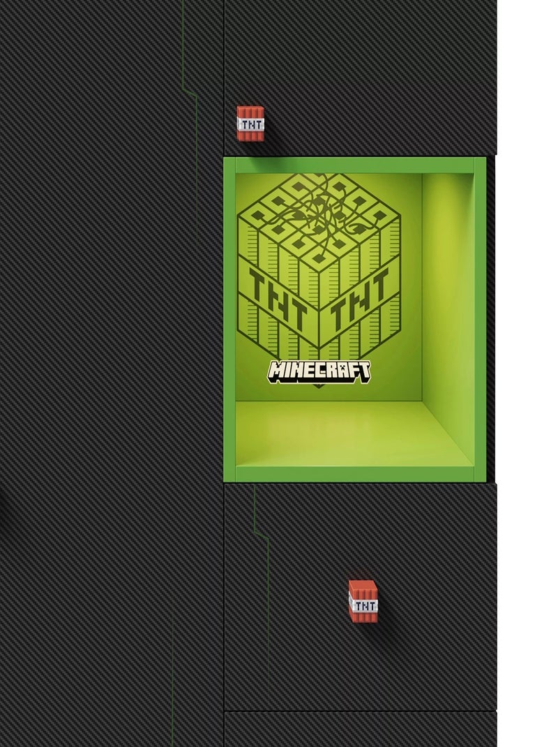 Armario 3 puertas y 3 cajones con LED 'Roba' - Minecraft Negro/Verde/Rojo - Kiabi