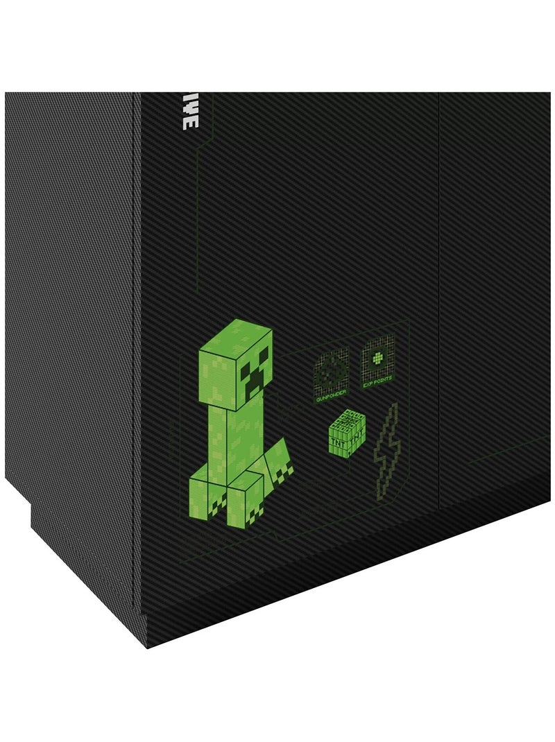 Armario 3 puertas y 3 cajones con LED 'Roba' - Minecraft Negro/Verde/Rojo - Kiabi