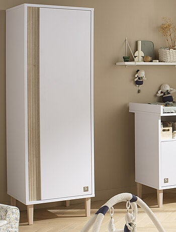 Armario de 1 puerta con detalle de imitación de madera texturizada y patas de - SAUTHON