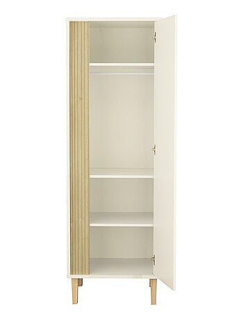 Armario de 1 puerta con detalle de imitación de madera texturizada y patas de - SAUTHON