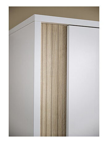 Armario de 1 puerta con detalle de imitación de madera texturizada y patas de - SAUTHON