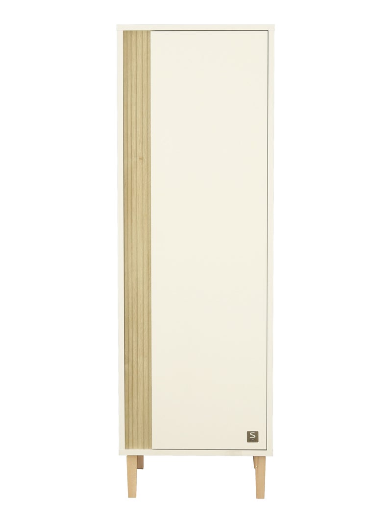 Armario de 1 puerta con detalle de imitación de madera texturizada y patas de - SAUTHON Blanco Marrón - Kiabi