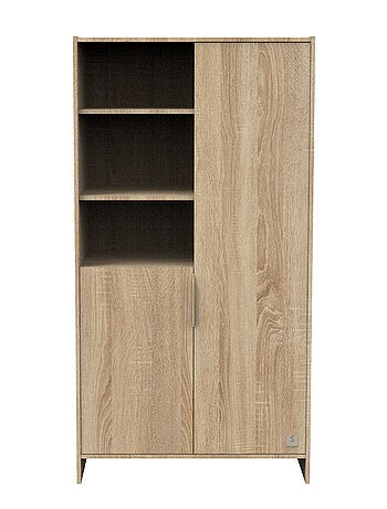 Armario de 2 puertas con 3 huecos y tiradores decorados en roble - SAUTHON