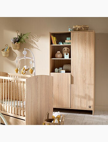 Armario de 2 puertas con 3 huecos y tiradores decorados en roble - SAUTHON